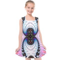 Pattern Texture Fractal Colorful Kids  Cross Back Dress by Wegoenart