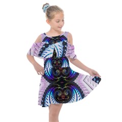 Pattern Texture Fractal Colorful Kids  Shoulder Cutout Chiffon Dress by Wegoenart