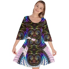 Pattern Texture Fractal Colorful Velour Kimono Dress