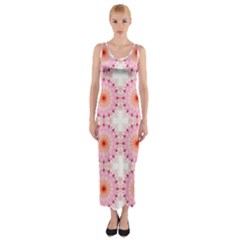 Make A Wish Banner Fractals Pink Fitted Maxi Dress by Wegoenart