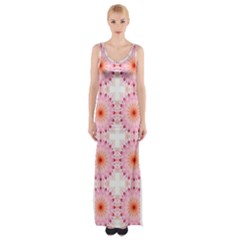 Make A Wish Banner Fractals Pink Maxi Thigh Split Dress by Wegoenart