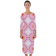 Make A Wish Banner Fractals Pink Quarter Sleeve Midi Bodycon Dress by Wegoenart