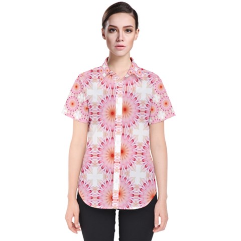 Make A Wish Banner Fractals Pink Women s Short Sleeve Shirt by Wegoenart