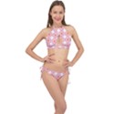 Make A Wish Banner Fractals Pink Cross Front Halter Bikini Set View1