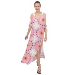 Make A Wish Banner Fractals Pink Maxi Chiffon Cover Up Dress by Wegoenart