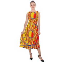 Graphic Design Graphic Design Midi Tie-back Chiffon Dress by Wegoenart