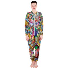 Floral Flourish Hearts Love Onepiece Jumpsuit (ladies)  by Wegoenart