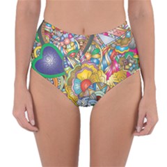 Floral Flourish Hearts Love Reversible High-waist Bikini Bottoms