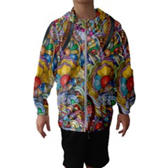 Floral Flourish Hearts Love Hooded Windbreaker (kids) by Wegoenart