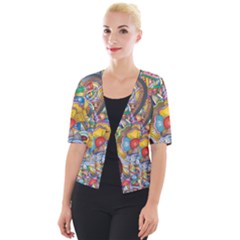 Floral Flourish Hearts Love Cropped Button Cardigan by Wegoenart