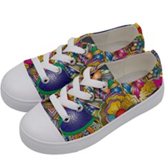 Floral Flourish Hearts Love Kids  Low Top Canvas Sneakers by Wegoenart