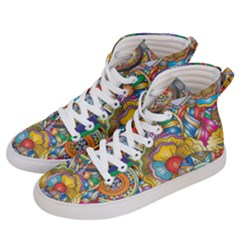 Floral Flourish Hearts Love Women s Hi-top Skate Sneakers by Wegoenart