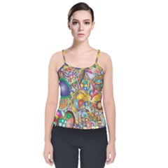 Floral Flourish Hearts Love Velvet Spaghetti Strap Top by Wegoenart