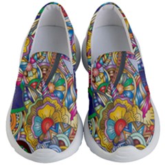 Floral Flourish Hearts Love Kids  Lightweight Slip Ons by Wegoenart