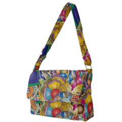 Floral Flourish Hearts Love Full Print Messenger Bag by Wegoenart