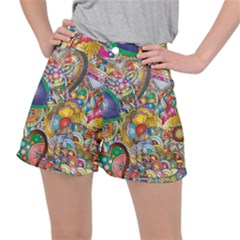 Floral Flourish Hearts Love Stretch Ripstop Shorts by Wegoenart