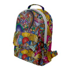 Floral Flourish Hearts Love Flap Pocket Backpack (large)