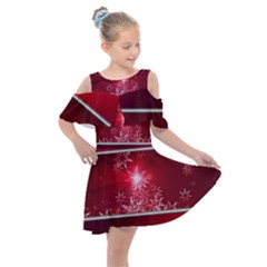 Christmas Candles Kids  Shoulder Cutout Chiffon Dress by Wegoenart