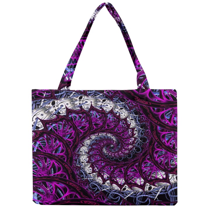 Fractal Background Swirl Art Skull Mini Tote Bag