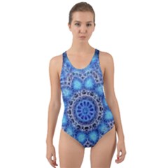 Fractal Mandala Abstract Cut-out Back One Piece Swimsuit by Wegoenart