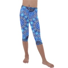 Fractal Mandala Abstract Kids  Lightweight Velour Capri Leggings 