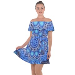 Fractal Mandala Abstract Off Shoulder Velour Dress