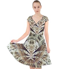 Pattern Nature Desktop Fractals Cap Sleeve Front Wrap Midi Dress