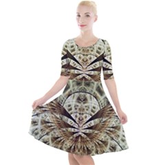 Pattern Nature Desktop Fractals Quarter Sleeve A-line Dress by Wegoenart