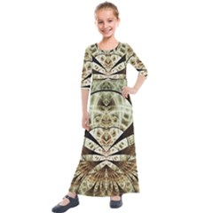 Pattern Nature Desktop Fractals Kids  Quarter Sleeve Maxi Dress