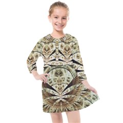 Pattern Nature Desktop Fractals Kids  Quarter Sleeve Shirt Dress by Wegoenart