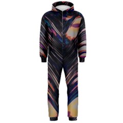 Pattern Texture Fractal Colorful Hooded Jumpsuit (men)  by Wegoenart