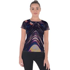 Pattern Texture Fractal Colorful Short Sleeve Sports Top  by Wegoenart