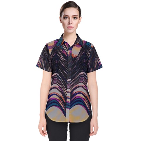 Pattern Texture Fractal Colorful Women s Short Sleeve Shirt by Wegoenart