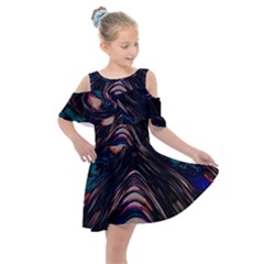 Pattern Texture Fractal Colorful Kids  Shoulder Cutout Chiffon Dress by Wegoenart