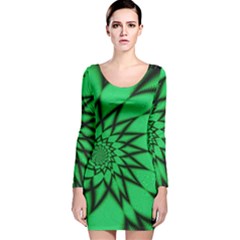 The Fourth Dimension Fractal Long Sleeve Velvet Bodycon Dress by Wegoenart