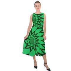 The Fourth Dimension Fractal Midi Tie-back Chiffon Dress by Wegoenart