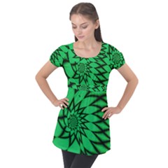 The Fourth Dimension Fractal Puff Sleeve Tunic Top by Wegoenart