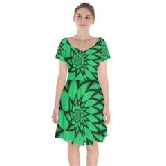 The Fourth Dimension Fractal Short Sleeve Bardot Dress by Wegoenart