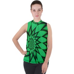 The Fourth Dimension Fractal Mock Neck Chiffon Sleeveless Top by Wegoenart