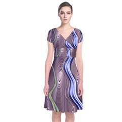 Art Design Decoration Card Color Short Sleeve Front Wrap Dress by Wegoenart