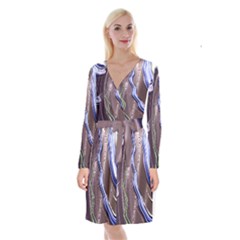 Art Design Decoration Card Color Long Sleeve Velvet Front Wrap Dress by Wegoenart