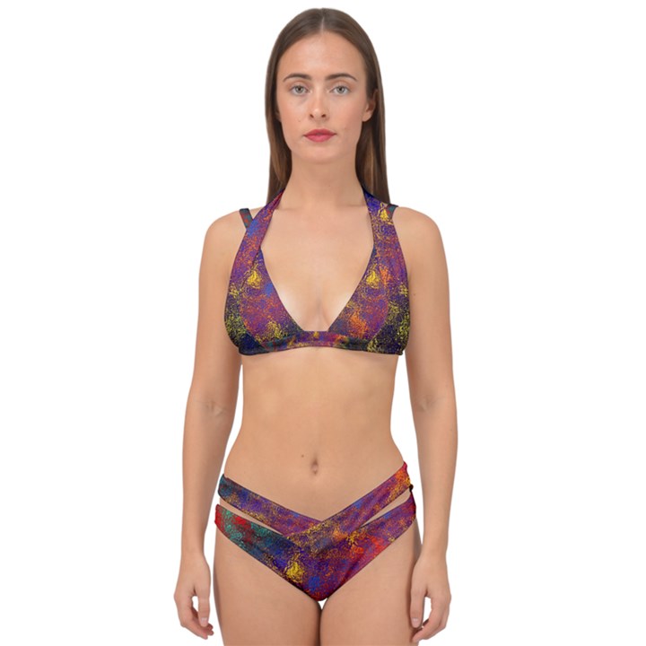 Pattern Background Wallpaper Double Strap Halter Bikini Set