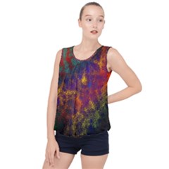 Pattern Background Wallpaper Bubble Hem Chiffon Tank Top