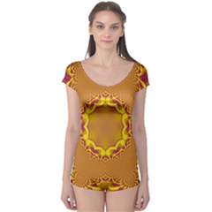 Abstract Fractal Pattern Washed Out Boyleg Leotard  by Wegoenart