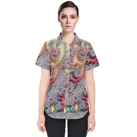 Fractal Artwork Design Pattern Women s Short Sleeve Shirt by Wegoenart