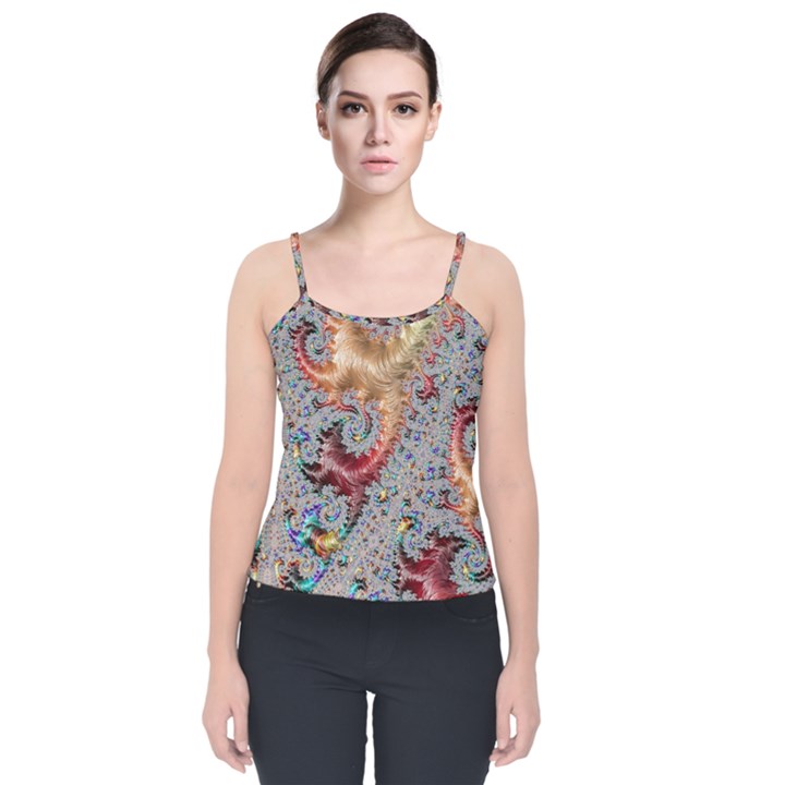 Fractal Artwork Design Pattern Velvet Spaghetti Strap Top