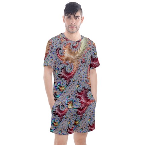 Fractal Artwork Design Pattern Men s Mesh Tee And Shorts Set by Wegoenart