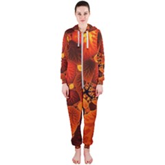 Leaf Autumn Nature Background Hooded Jumpsuit (ladies)  by Wegoenart