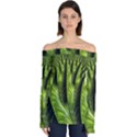 Fractal Background Abstract Green Off Shoulder Long Sleeve Top View1