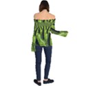 Fractal Background Abstract Green Off Shoulder Long Sleeve Top View2